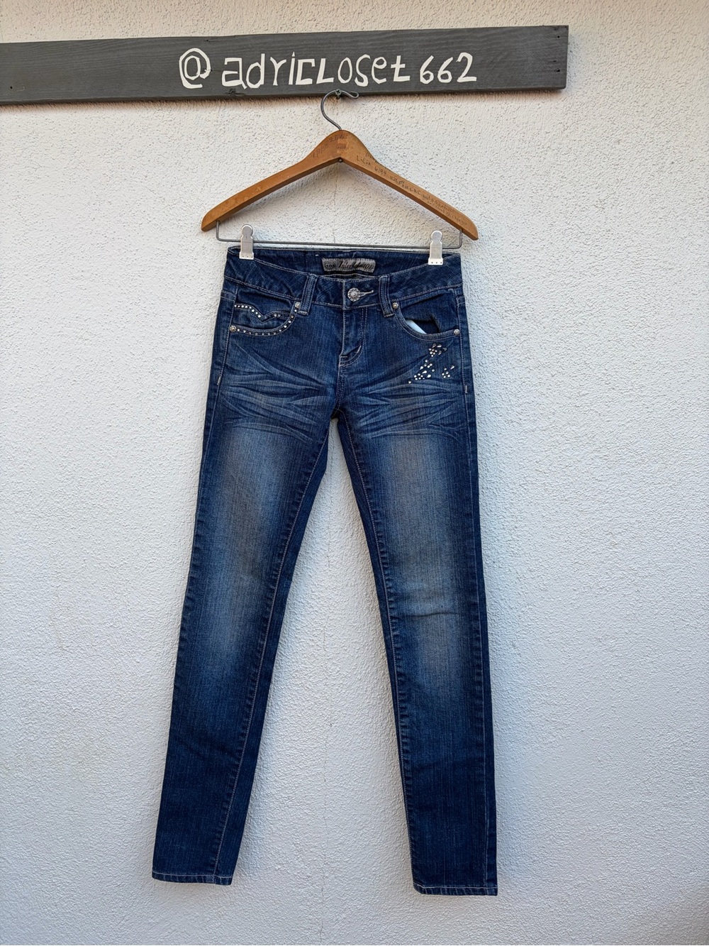 Interstate 101 Dark Blue Women's Slim Jeans with Stud Detail women’s 1